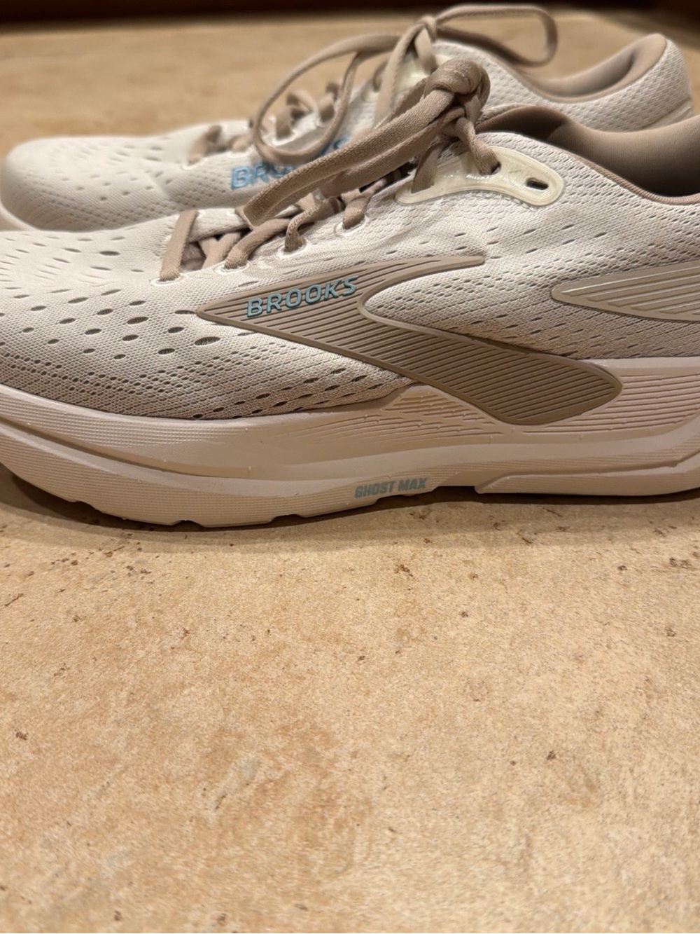 Brooks Women's Ghost Max Running Shoes - Light Taupe with Blue Logo
